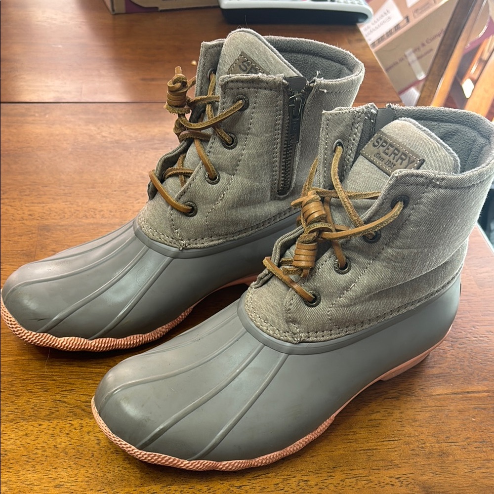 Sperry Gray and Tan Winter & Rain Boots